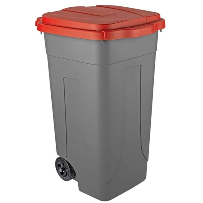 Mobil Plastic Bidone Per Differenziata Lt. 80 - Cm. 45X50X78 H Col. Rosso/Grigio