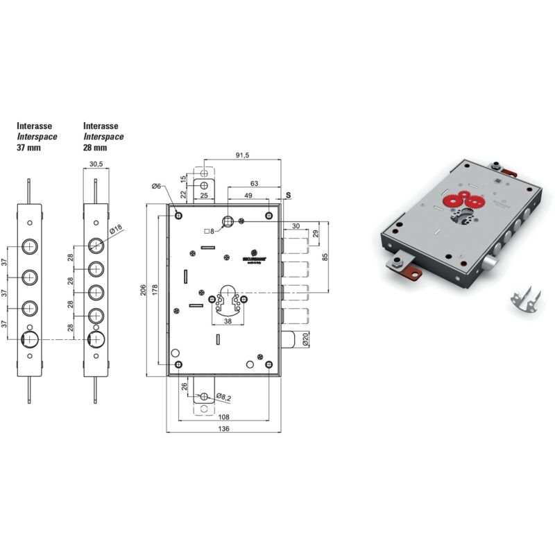 Dado di Sicurezza Antimanomissione a Tre Scanalature in Acciaio Inox Zincato Bullone e Dado Antifurto Tri-Lock