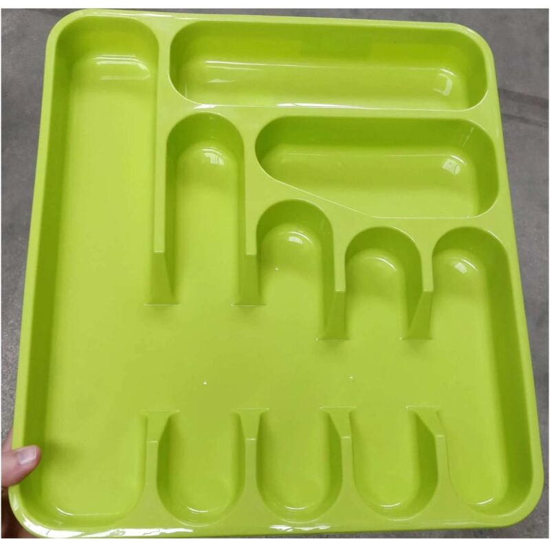 Genérico Organizer per posate, colore giallo, verde, posate, per cassetti, organizer per cucina, per cucchiai forchette coltelli con 4 scomparti, 33 x 17 x 4 cm (giallo verde