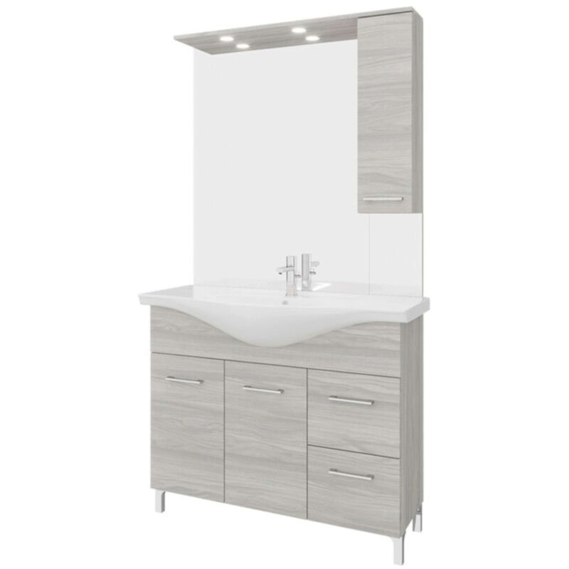 Vetrinetta D'Arredo VM102T-DEC In Rovere Bianco E Vetri Decorati - H80xL32xP32 Cm