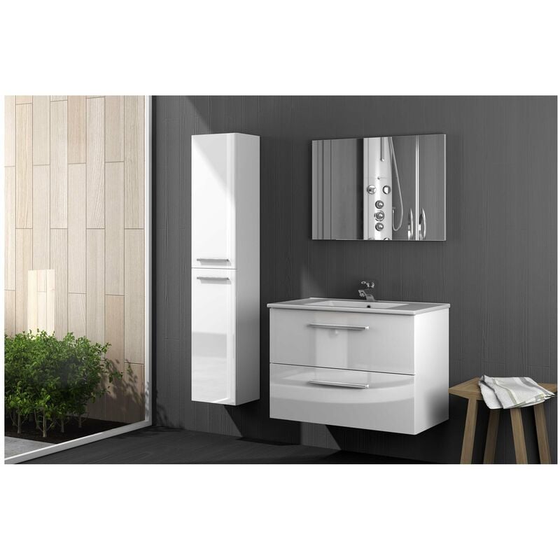 Colonna Bagno Aruba - 2 Ante - 30X25X150H Cm - Bianco