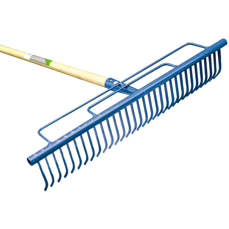 Rastrello da giardino, 188 cm, 12 denti, strumento da giardino, arco regolabile con manico lungo per terreno, prato, cortile, paglia