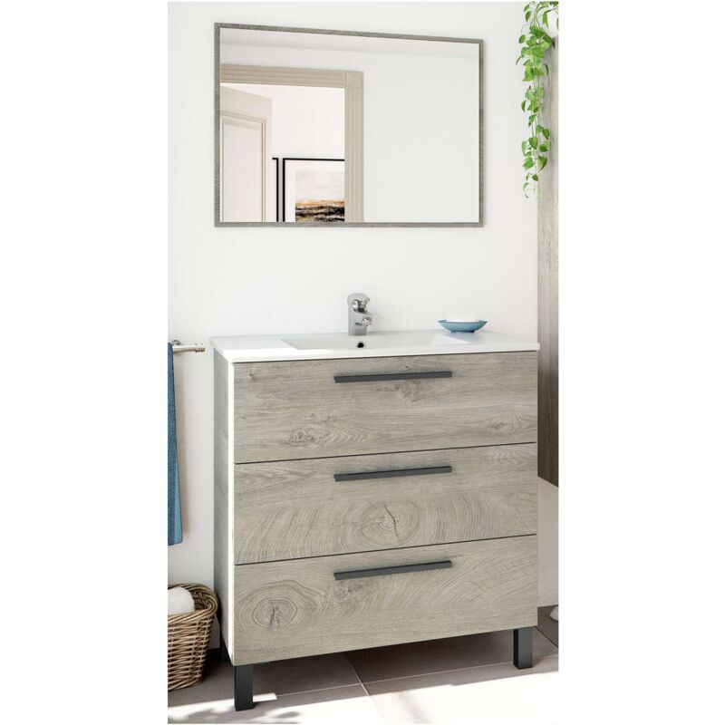 Kit Mobile Bagno Athena 3 Cassetti 80 Rovere Alaska