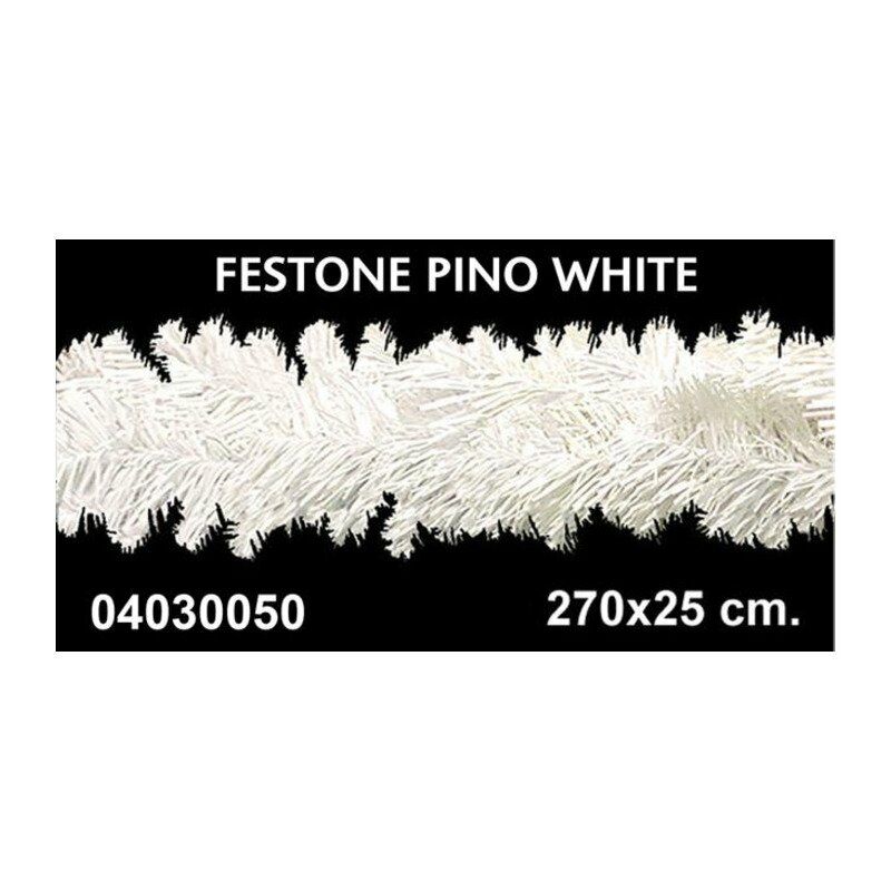Festone natalizio in pino bianco 270x25 cm - decorazione addobbo natale