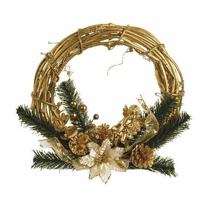Decorazione per porta corona natalizia 30 cm - colore crema/oro - addobbo di  natale
