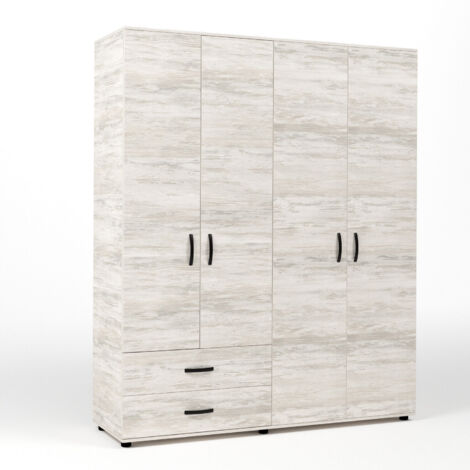 Kit Armadio 4 Ante + 2 Cassetti 160X52X205 Cm Bianco Ven.K083
