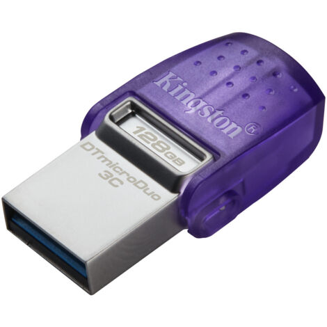 Kingston Technology DataTraveler Micro Duo 3C Pen Drive Chiavetta USB 128 GB USB Type-A USB Type-C 3.2 Gen 1 Acciaio Porpora