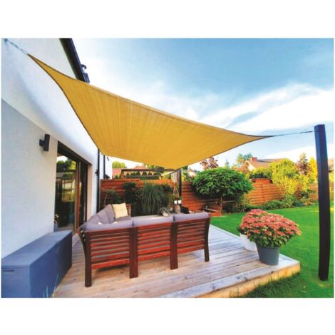 Tenda A Vela Rettangolare HOKXUAN 340x340 Cm – Telo Ombreggiante HDPE 95% UV Antivento Per Giardino Terrazza Grigio