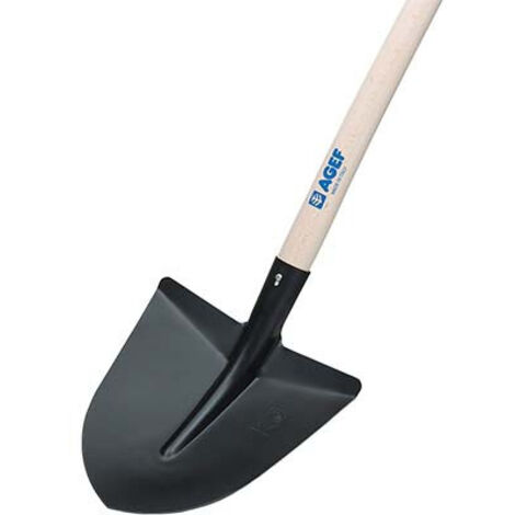 Badile in acciaio rinforzato manico in faggio – dimensioni 28,5x30 cm – lunghezza totale 165 cm – per terreni duri e accidentati – Agef (1/6)
