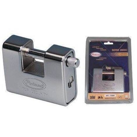 LUCCHETTO ANTISCASSO CORAZZATO 110B POTENT - OTTONE ACCIAIO CROMATO CHIAVI 3 MM 90 - 1 pezzo