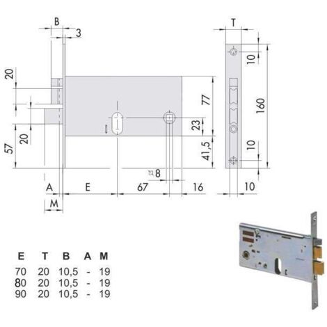 SERRATURA METALLO INFILARE ELETTRICA 14461 CISA - B.Q ZINC F.MM 20 F.OVALE+SCR+M2 MF H.MM 77 E.MM 90 - 1 pezzo