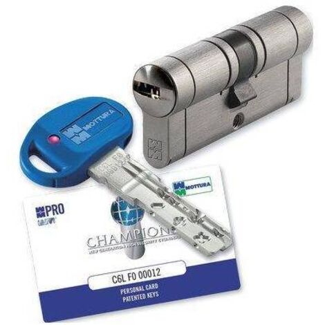 CILINDRO SAGOMATO CHAMPIONS PRO HAND MOTTURA - CROMO SATINATO CHIAVI 5+1 MM 122 31+91 - 1 pezzo