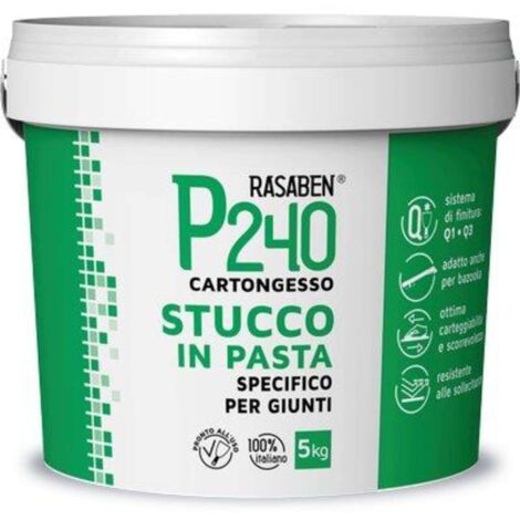 STUCCO PASTA CARTONGESSO P240 K2 RASABEN - KG 5 SPECIFICO GIUNTI  - 4 pezzi