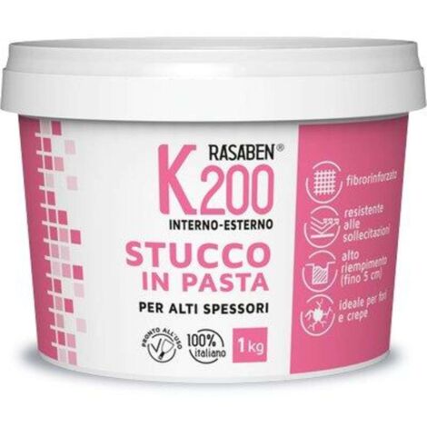 STUCCO PASTA INTERNO ESTERNO K200 K2 RASABEN - KG 1 ALTI SPESSORI - 12 pezzi