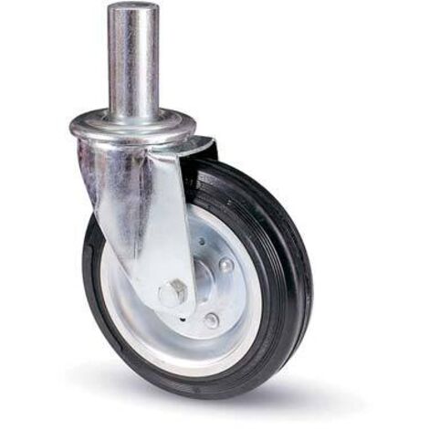 RUOTA A FORCELLA TUBI INNOCENTI 80BI AVO - A/ZINCR/GOMMA NERA MM 200X50 PERNO GIR MM 40X190 - 1 pezzo