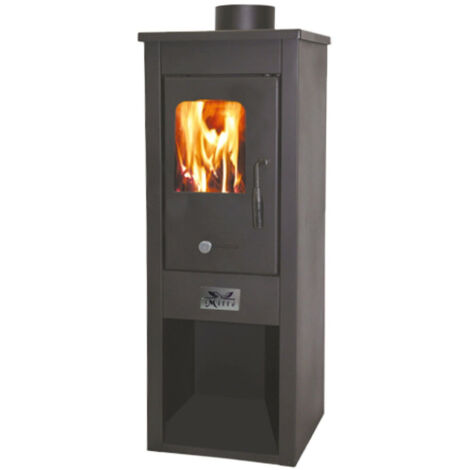 Stufa a legna Era 7Kw in acciaio verniciato nero camera combustione a 6 mattoni refrattari per 167 m