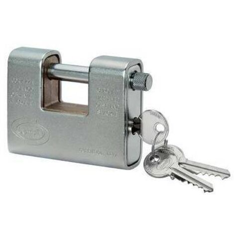 LUCCHETTO ANTISCASSO CORAZZATO KA CORBIN • OTTONE ACCIAIO CROMATO CHIAVI  MM 81