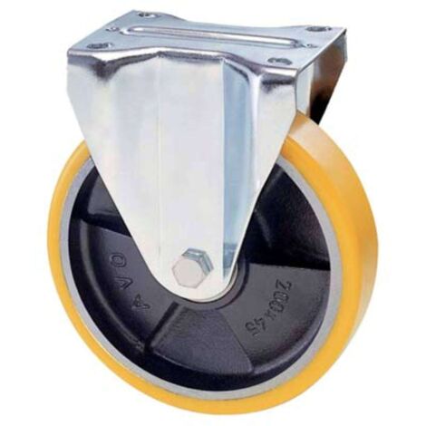 RUOTA A FORCELLA SU PIASTRA 22A AVO - A/ZINCR/POL.GIAL D/GHISA D.MM 150X30 P.MM 100X85 - 1 pezzo