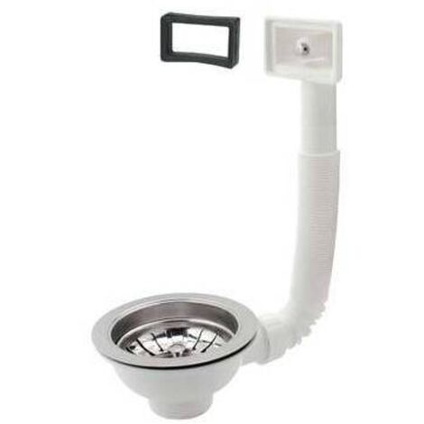 PILETTONE BASKET LAVELLO INOX + TROPPO PIENO - PP/INOX 1"1/2F + TAPPO GRIGLIA BASKET - 2 pezzi