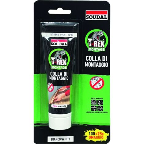 Soudal ADESIVO DI MONTAGGIO ''T-REX'' EFFETTO VENTOSA gr. 100+25 omaggio - Bianco