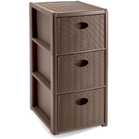Cassettiera slim tortora a 3 cassetti mobile per bagno cucina ufficio portaoggetti in plastica