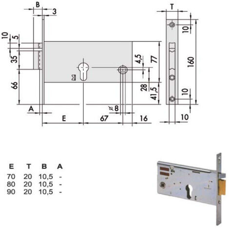 SERRATURA METALLO INFILARE ELETTRICA 14351 CISA - B.Q ZINC F.MM 20 F.SAGOM+SCR+F H.MM 77 E.MM 90 - 1 pezzo