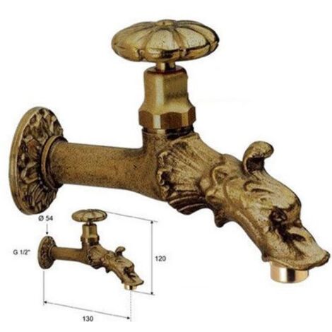 Leone Domus rubinetto artistico di ricambio per fontane a vite in ottone attacco maschio da 1/2" con reggisecchio