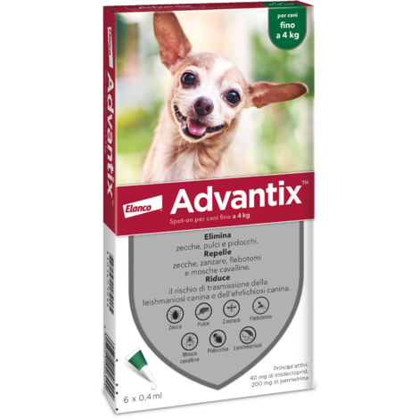 ANTIPARASSITARIO ADVANTIX CANI ELANCO - KG  0/4 CF=PZ 4 - 1 Confezione
