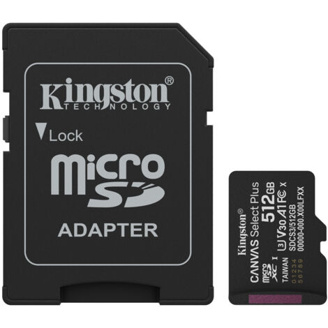 Kingston Technology 512GB microSDXC Canvas Select Plus Gen3 150MB/s A1 (Adattatore SD incluso)