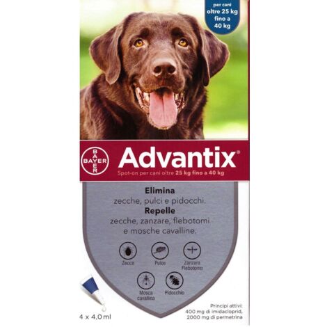 Advantix antiparassitario per cani da 25 a 40 kg confezione 4 pipette
