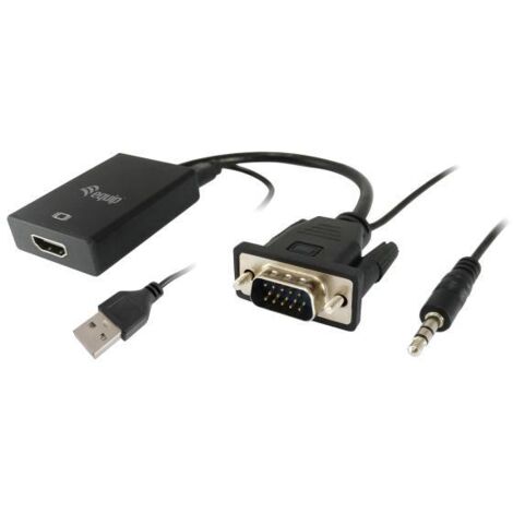 Equip 119038 cavo e adattatore video 0,2 m VGA (D-Sub) + 3.5mm DVI-D + USB Nero (1/4)