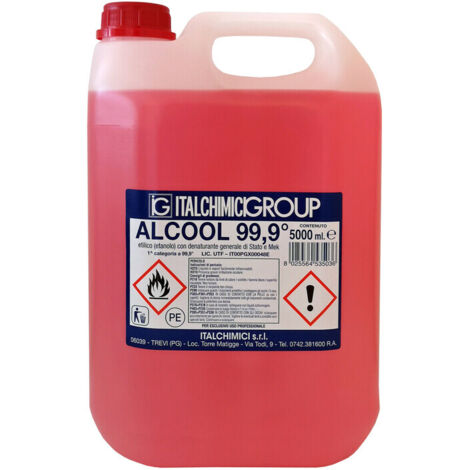 ALCOOL DENATURATO 99,9 CERTIF. LT.5(ITALCHIMICI). Prezzo per 1 pezzo.