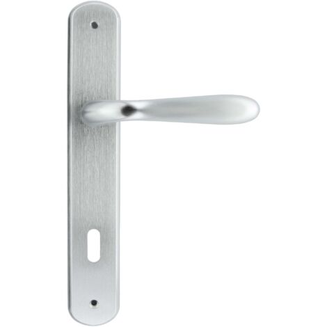 maniglia serie Goccia con placca in lega cromo satinato quadro 8/90 mm