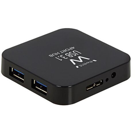 Ewent EW1134 hub di interfaccia USB 3.2 Gen 2 (3.1 Gen 2) Type-A 5000 Mbit/s Nero (1/4)