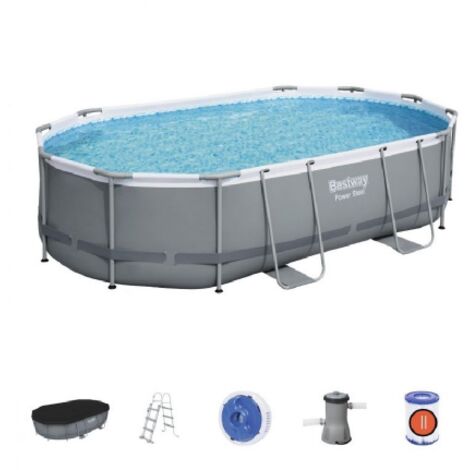 Bestway Power Steel 56448 piscina fuori terra Piscina con bordi Piscina ovale 10949 L Blu, Grigio
