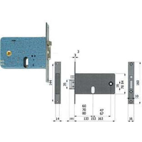 Serratura Elettrica Inferiore in Alluminio Omec con Bande da 1 Metro e Articolo 377 E, 60 - F, 16
