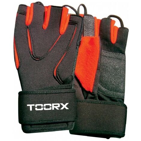 Guanti palestra professionali - Neoprene / Lycra / Pelle scamosciata - Nero/Arancio L - Nero