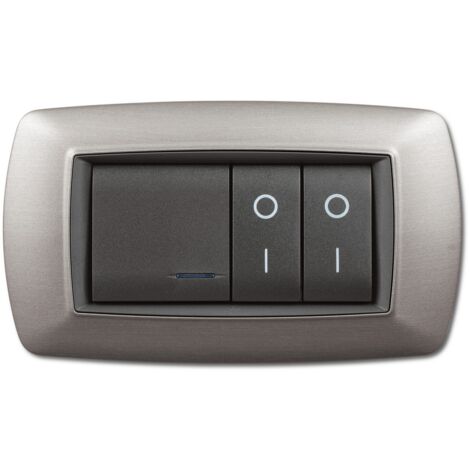Placca placchetta per interruttore elettrico 4 Posti - Acciaio Satinato ECL2984AS (1/2)