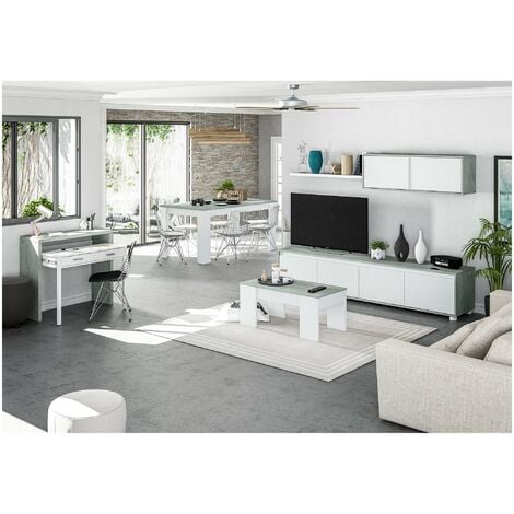 Tavolo Caffè Elevabile - 50X100X45H Cm - Bianco Cemento
