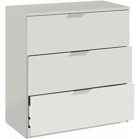 Mobile Cassettiera Bianca 3 Cassetti 80 cm Como Legno Camera da Letto Soggiorno