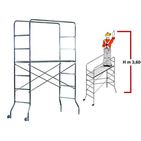 Super Trio mini ponteggio trabattello acciaio zincato cm 180x64x185 h