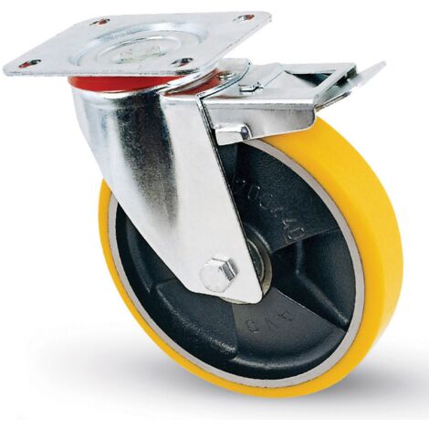 Ruota girevole per carrelli con supporto in acciaio e freno Ø100x25 mm (1/2)