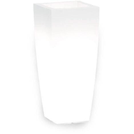 Vaso luminoso in resina per piante - Quadrato 33x33x70 cm - bianco ghiaccio - luce bianca (1/4)