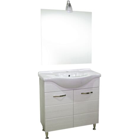 Mobile bagno Antonella bianco lavabo ceramica base cm82x35x84h specchio 70x80cm (1/3)