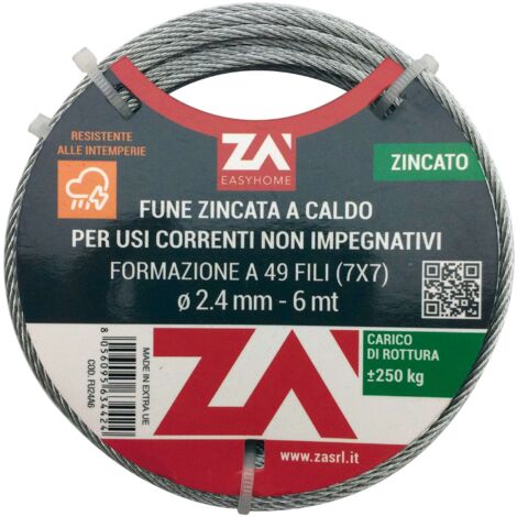 cavetto acciaio zincato antigiro 133fili 3mm 100mt