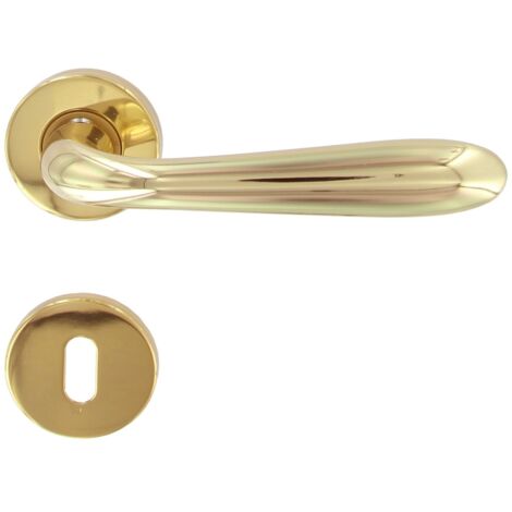Maniglia Goccia Amalfi Per Porta Bussola Con Rosetta Ottone Lucido Forme