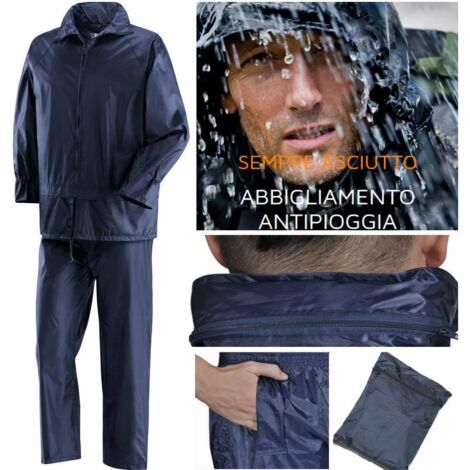 Tuta Impermeabile Traspirante Completo con Cappuccio e Tasche Niagara Blu L (1/2)