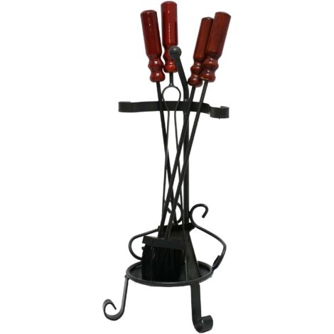 set camino Alsazia cm 63h ferro battuto con 4 attrezzi stufa caminetto