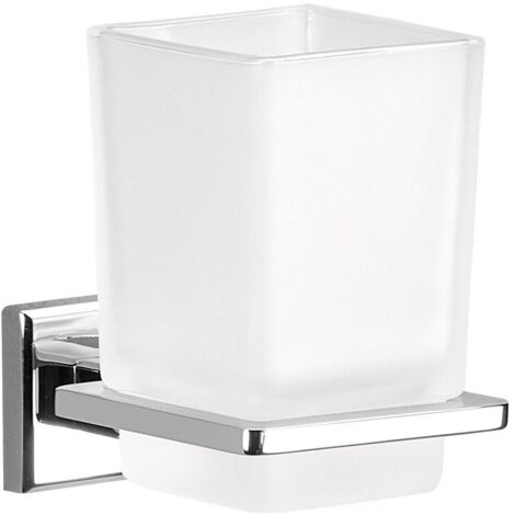 Portaspazzolino da parete per Bagno cromato con bicchiere in Vetro - 6910/13 Colorado