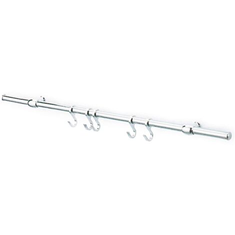 kit sottopensili in acciaio nichelato satinato 100 cm con ganci arredo cucina